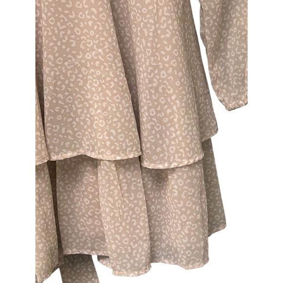 Japna Long Sleeve Chiffon Dress Large Animal Print Surplice Neckline Lined - Picture 5 of 10